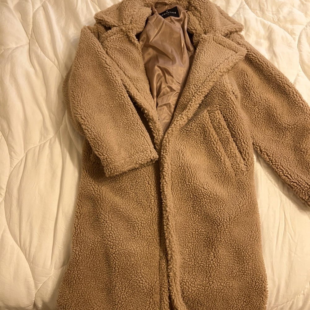 Women's Fabletics Teddy Long Coat Tan
